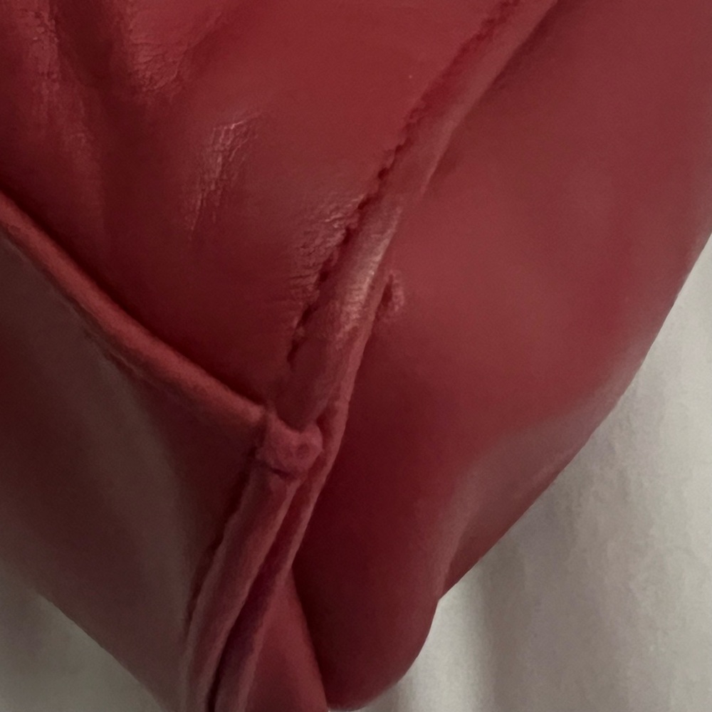 Leather Red and White Color Block Bag - Picture 10 of 12